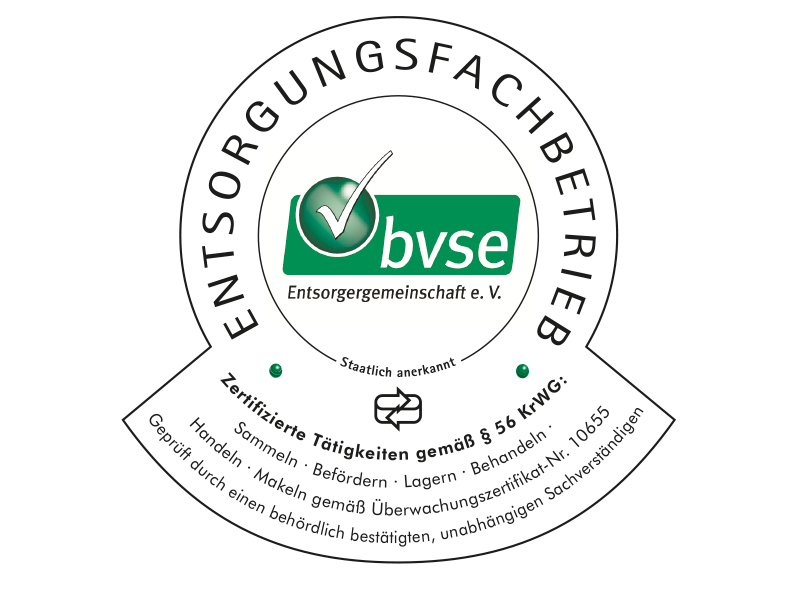 BVSE Zertifikat 2015 der EkoCollections GmbH